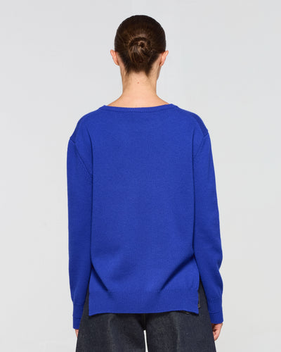 Wool Cashmere Round Neck Jumper - Cobalt Blue SERENA BUTE