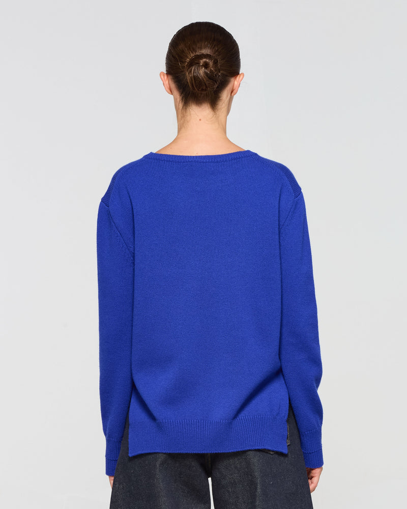 Wool Cashmere Round Neck Jumper - Cobalt Blue SERENA BUTE