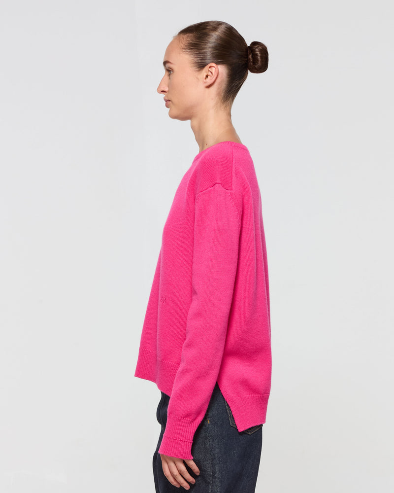 Wool Cashmere Round Neck Jumper - Pink picture #3