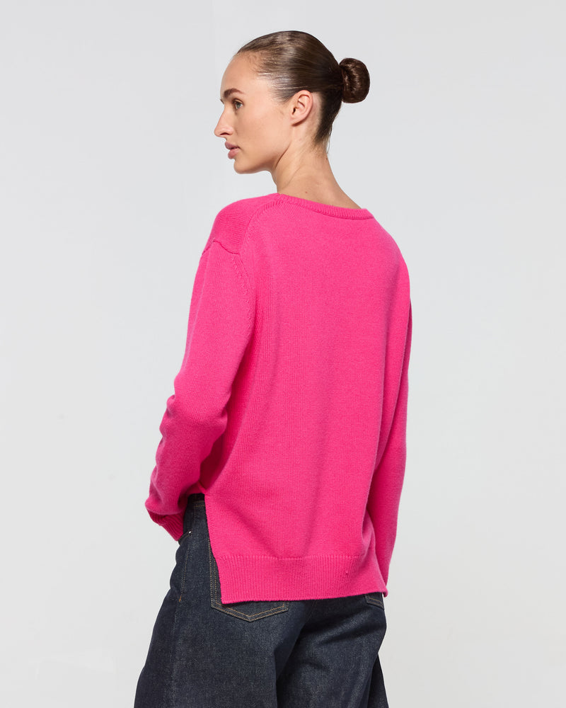 Wool Cashmere Round Neck Jumper - Pink picture #4