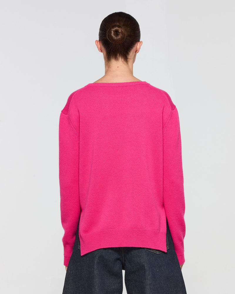 Wool Cashmere Round Neck Jumper - Pink SERENA BUTE