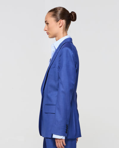 Wool Fitted Single Breasted Blazer - Cobalt Blue SERENA BUTE