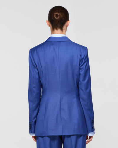 Wool Fitted Single Breasted Blazer - Cobalt Blue SERENA BUTE