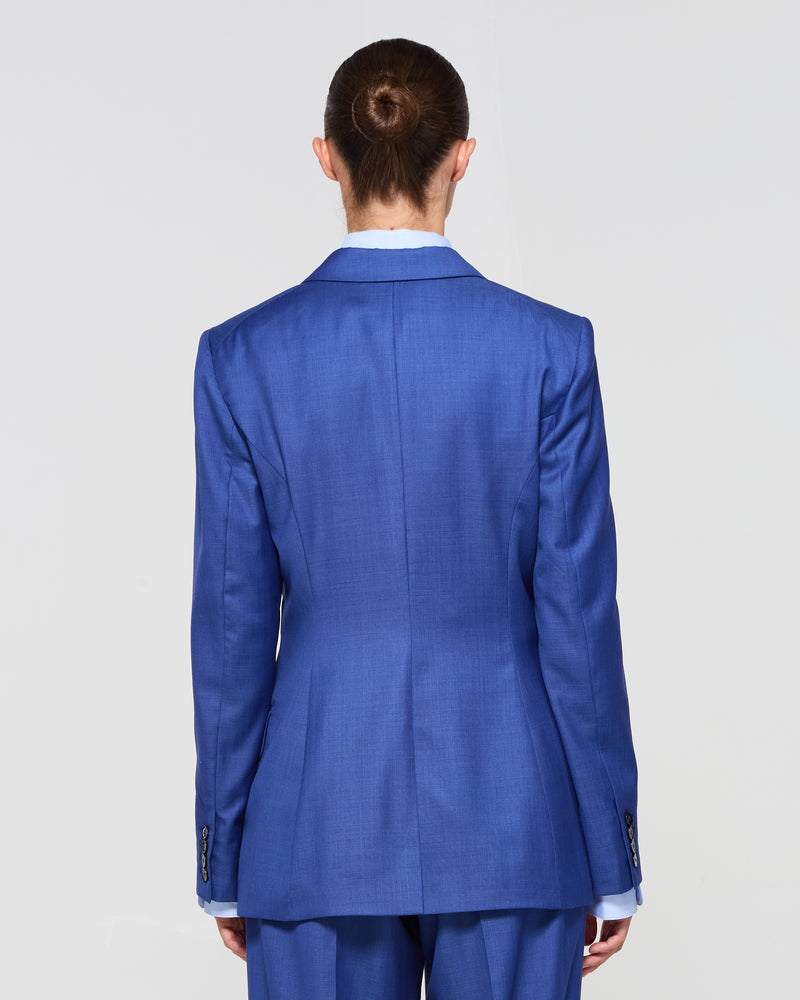 Wool Fitted Single Breasted Blazer - Cobalt Blue SERENA BUTE