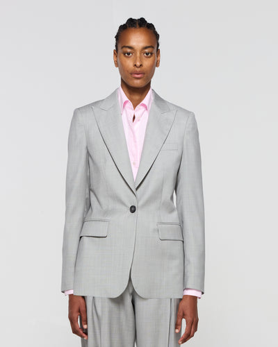 Wool Fitted Single Breasted Blazer - Light Grey SERENA BUTE