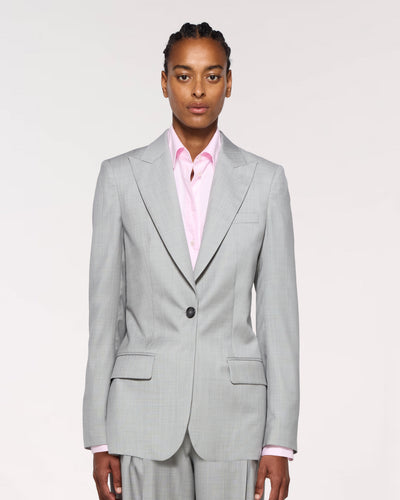 Wool Fitted Single Breasted Blazer - Light Grey SERENA BUTE