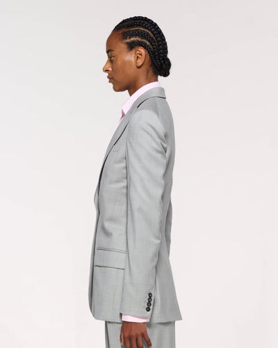 Wool Fitted Single Breasted Blazer - Light Grey SERENA BUTE