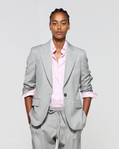 Wool Fitted Single Breasted Blazer - Light Grey SERENA BUTE
