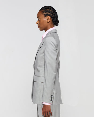 Wool Fitted Single Breasted Blazer - Light Grey SERENA BUTE