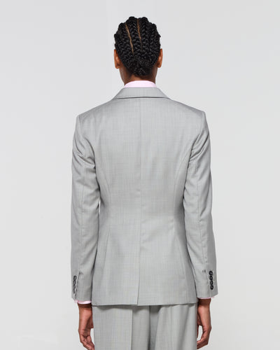 Wool Fitted Single Breasted Blazer - Light Grey SERENA BUTE