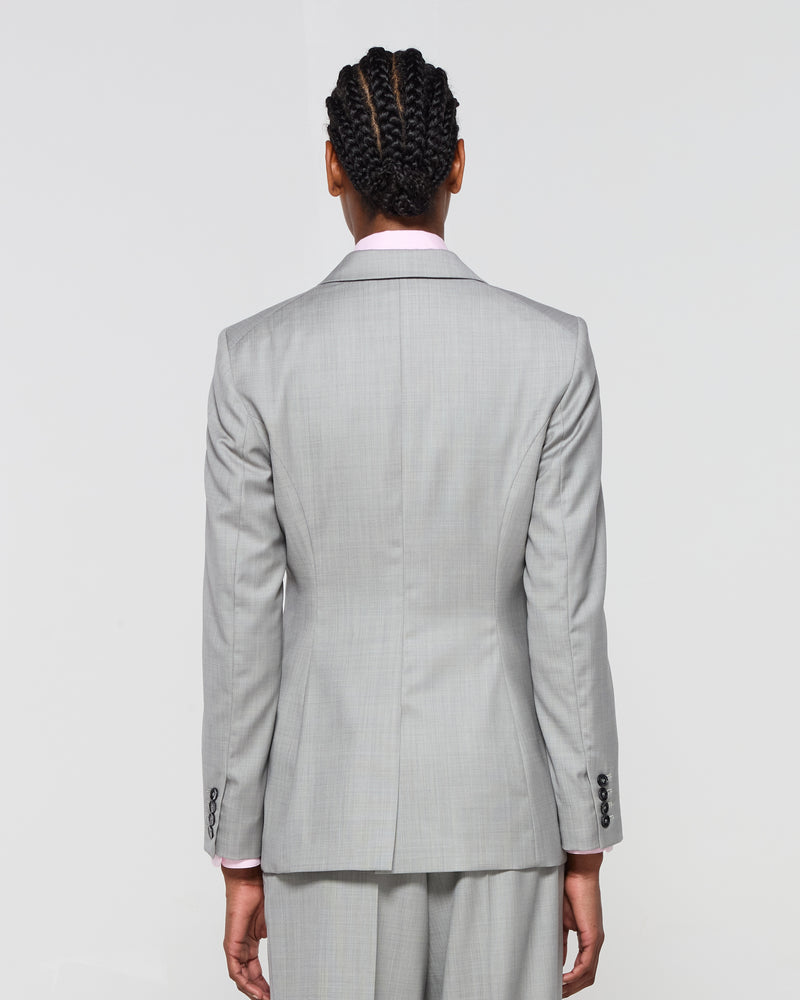 Wool Fitted Single Breasted Blazer - Light Grey SERENA BUTE