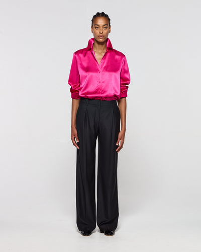 Wool Inverted Pleat Trouser - Black SERENA BUTE