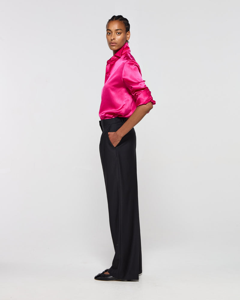 Wool Inverted Pleat Trouser - Black picture #4