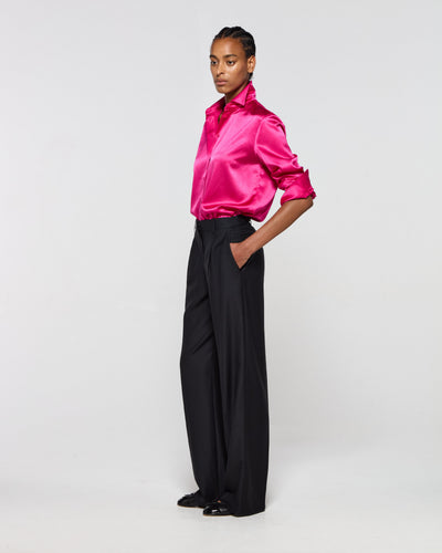 Wool Inverted Pleat Trouser - Black SERENA BUTE