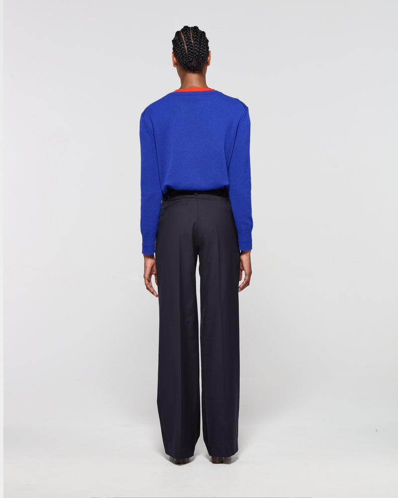 Wool Inverted Pleat Trouser - Navy Blue picture #4