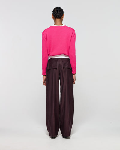 Wool Pinstripe Inside Out Trouser - Burgundy SERENA BUTE