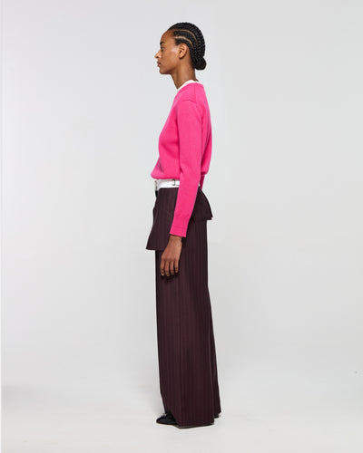 Wool Pinstripe Inside Out Trouser - Burgundy SERENA BUTE