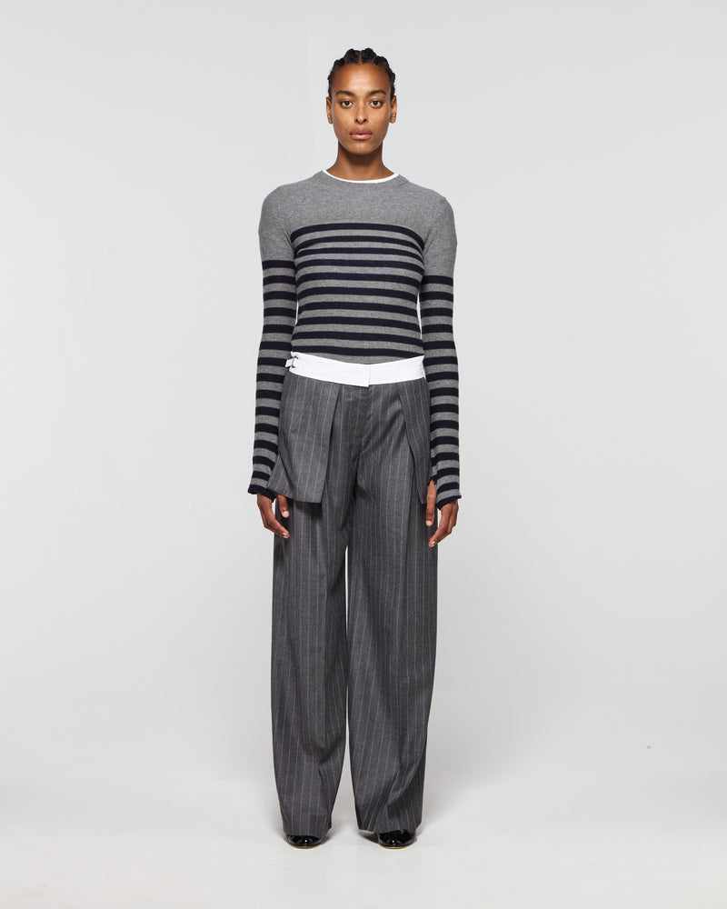 Wool Pinstripe Inside Out Trouser - Slate Grey picture #4