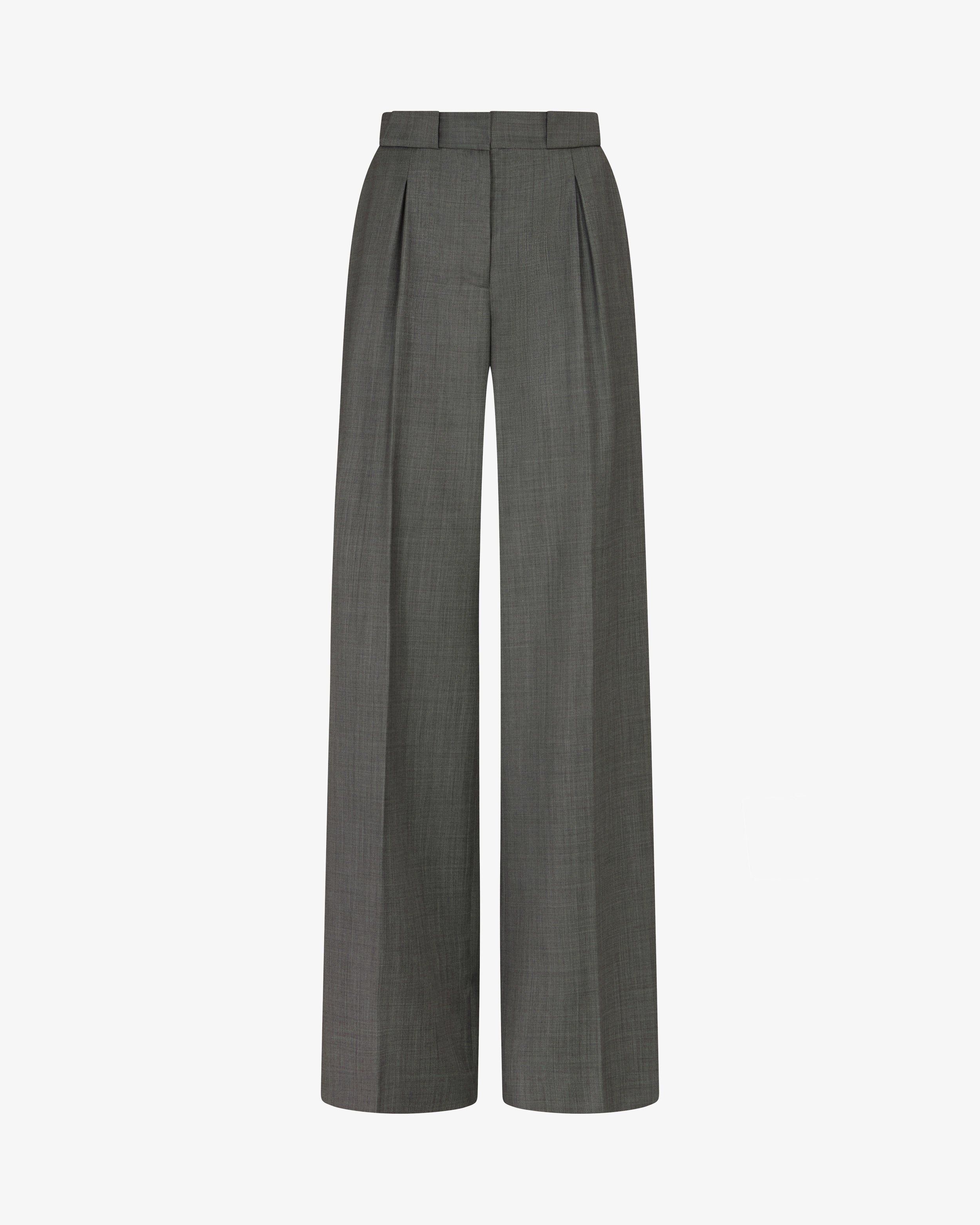 Wool Pleated Trouser - Dark Grey