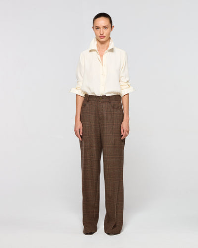 Wool Tweed Straight Leg Trouser - Brown SERENA BUTE