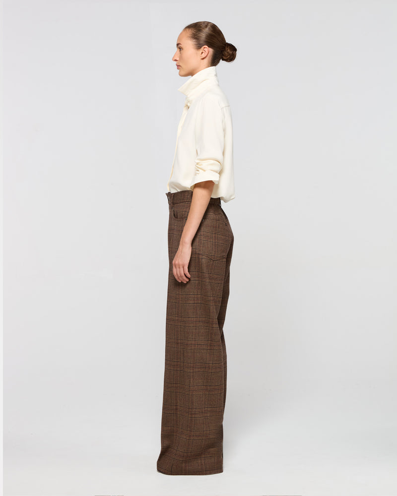 Wool Tweed Straight Leg Trouser - Brown SERENA BUTE