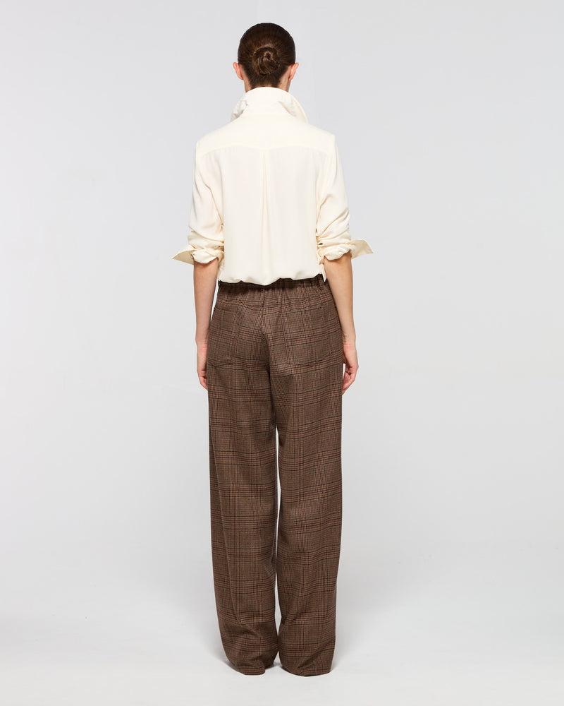 Wool Tweed Straight Leg Trouser - Brown SERENA BUTE