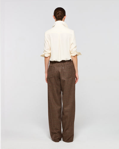 Wool Tweed Straight Leg Trouser - Brown SERENA BUTE