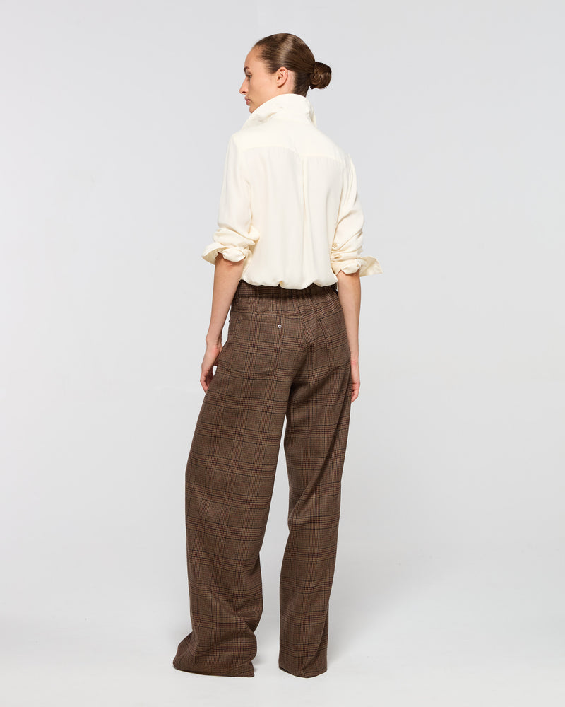 Wool Tweed Straight Leg Trouser - Brown picture #4