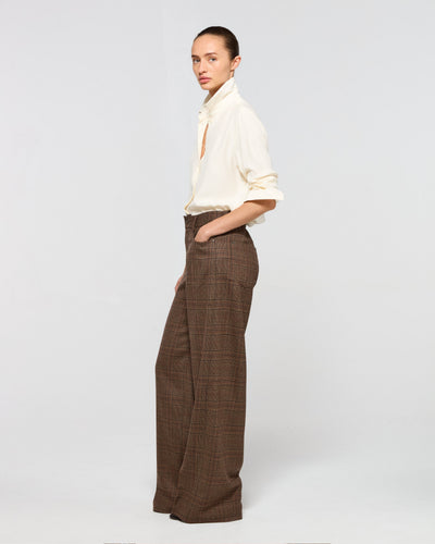 Wool Tweed Straight Leg Trouser - Brown SERENA BUTE