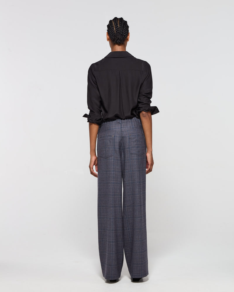 Wool Tweed Straight Leg Trouser - Navy Blue picture #3