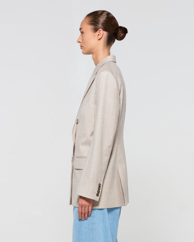Wool Cashmere Double Breasted Blazer - Beige SERENA BUTE