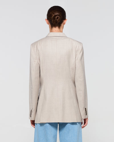 Wool Cashmere Double Breasted Blazer - Beige SERENA BUTE