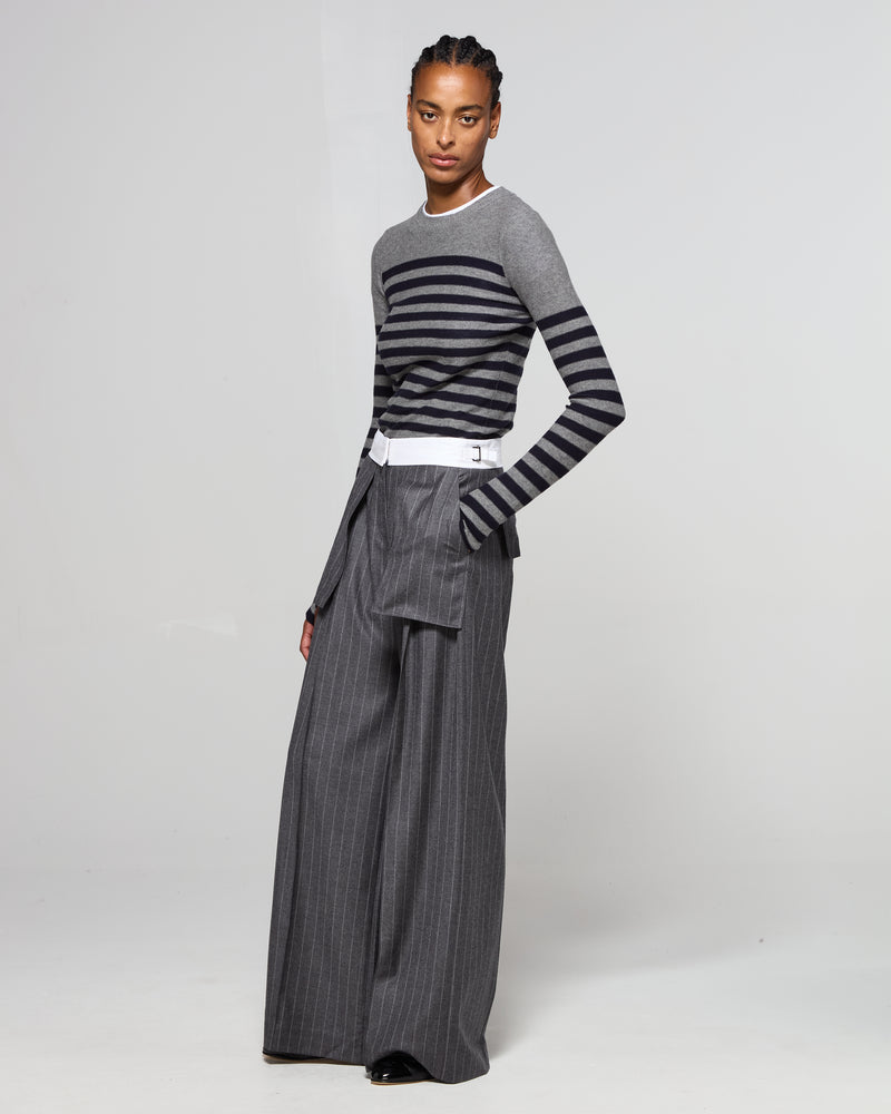 Wool Pinstripe Inside Out Trouser - Slate Grey picture #1
