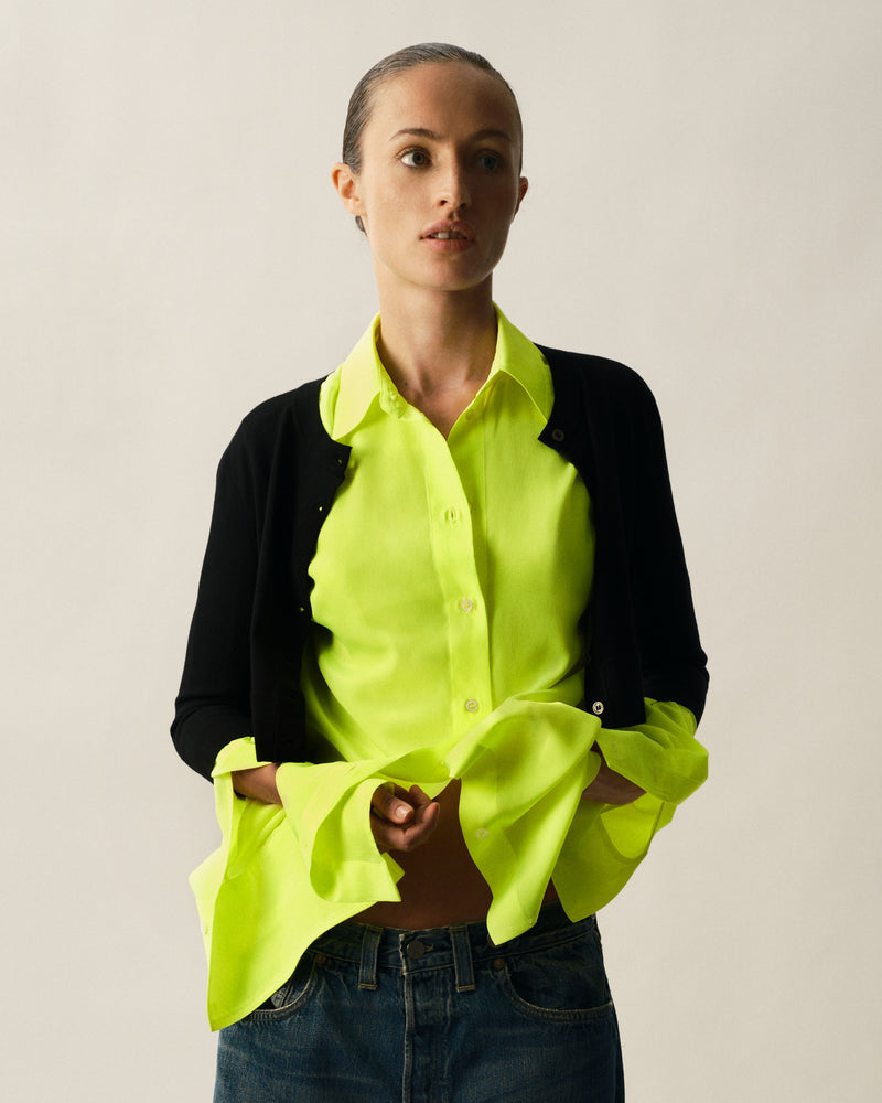 neon dress shirt women's Neon Yellow Oversized Shirt - Women's Designer Statement Shirt
