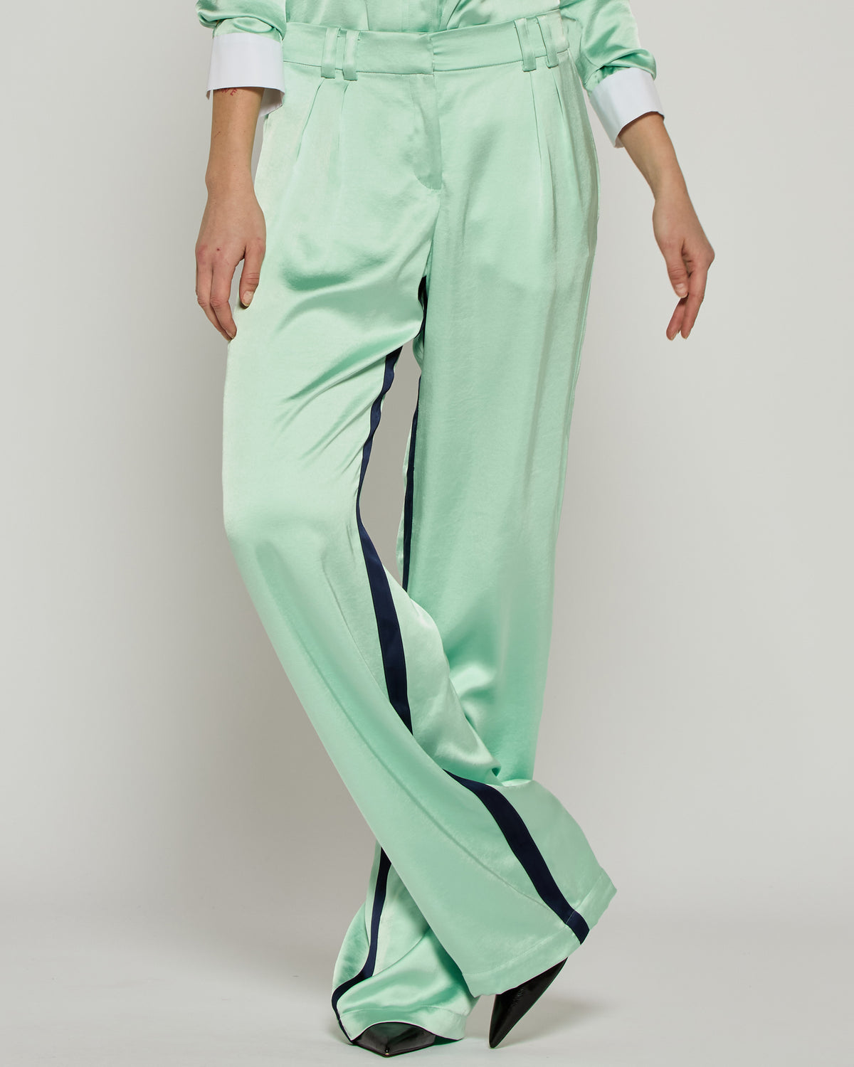 Satin Boyfriend Trouser '25 - Mint