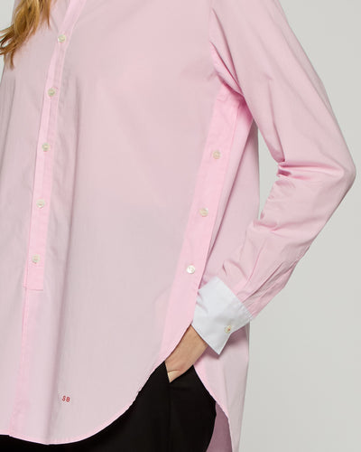 Collarless Shirt with Side Opening - Pale Pink SERENA BUTE