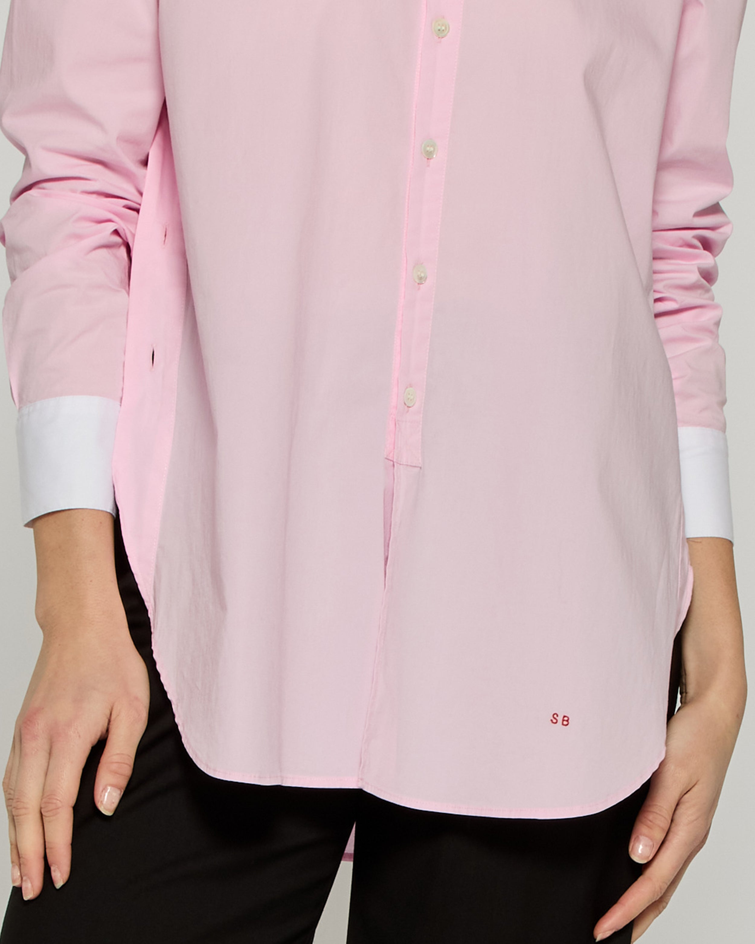 Oversized Shirt with Side Opening - Pale Pink