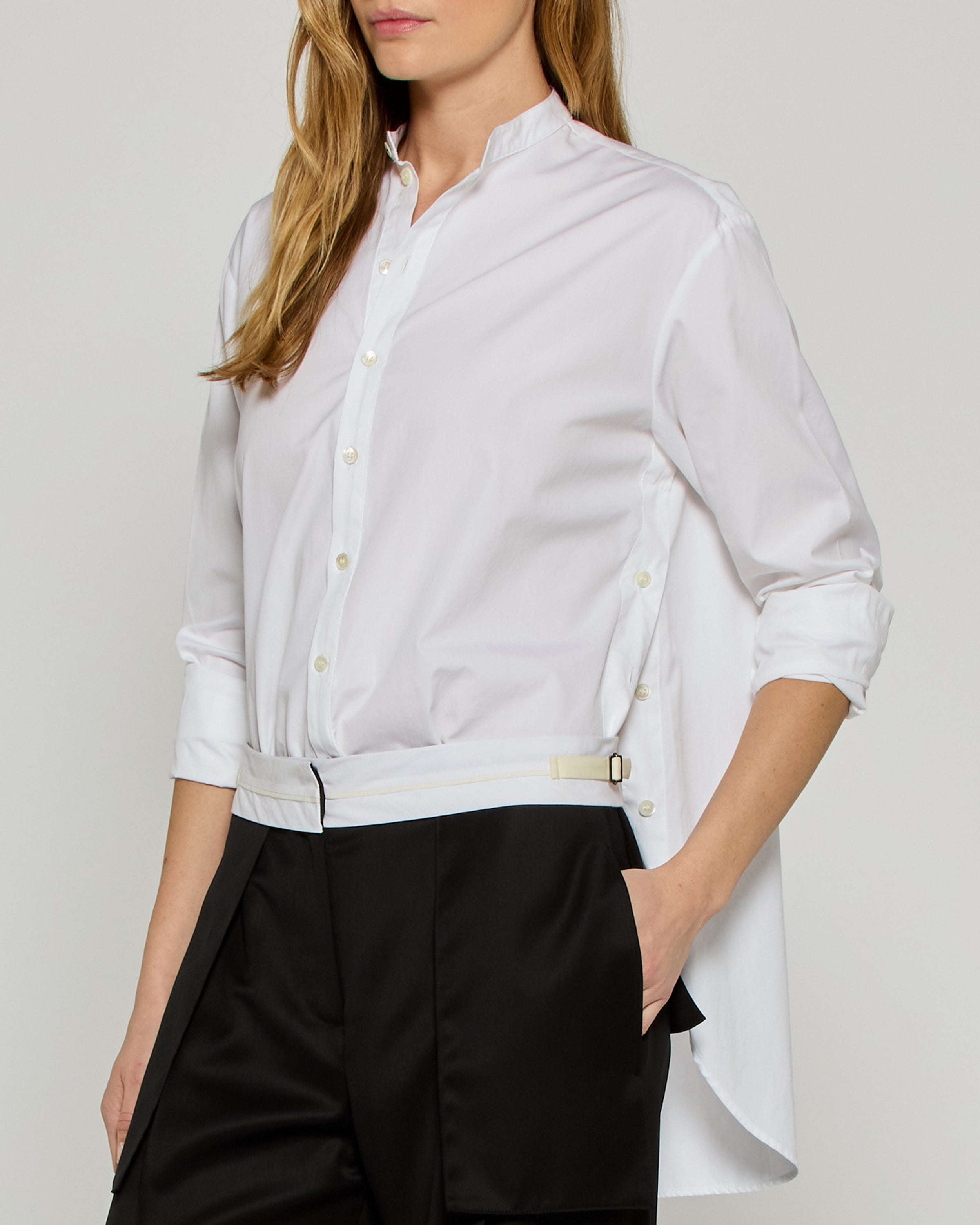 Oversized Shirt with Side Opening - White