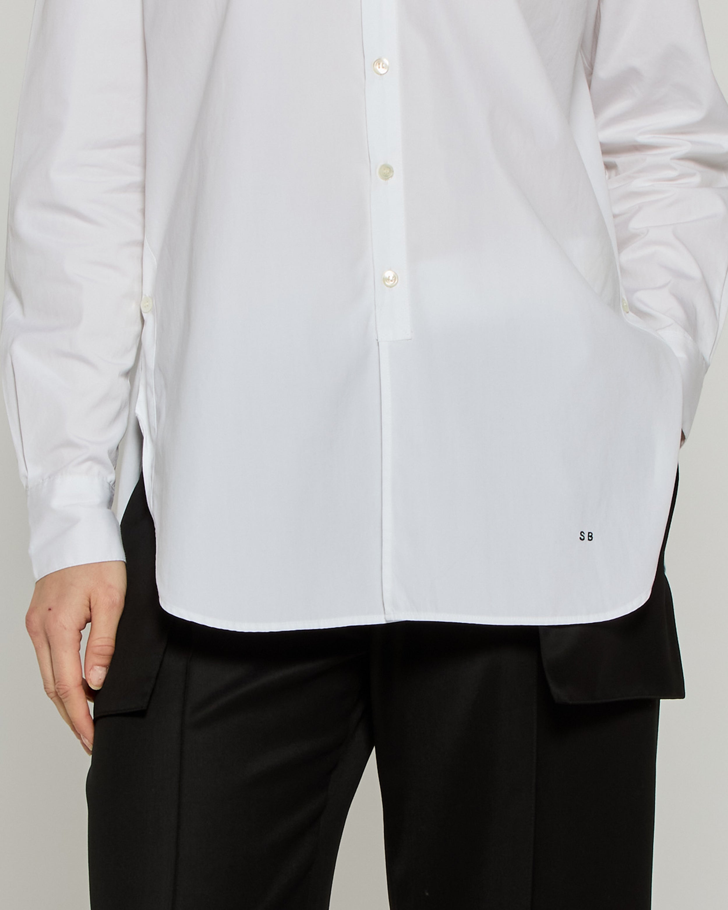 Oversized Shirt with Side Opening - White