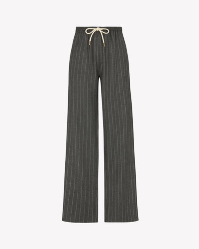 Slim Leg Jogger - Dark Grey Pinstripe Wool SERENA BUTE