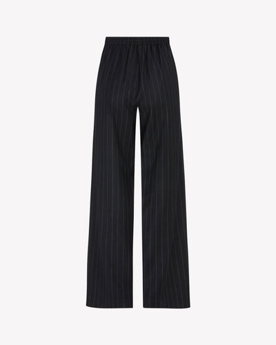 Slim Leg Jogger - Navy Blue Pinstripe Wool SERENA BUTE