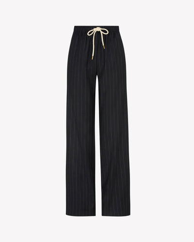 Slim Leg Jogger - Navy Blue Pinstripe Wool SERENA BUTE