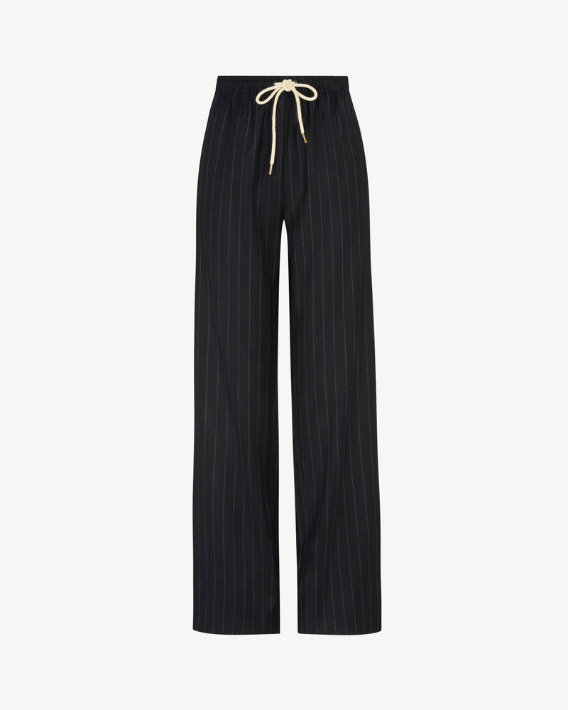 Slim Leg Jogger - Navy Blue Pinstripe Wool picture #2