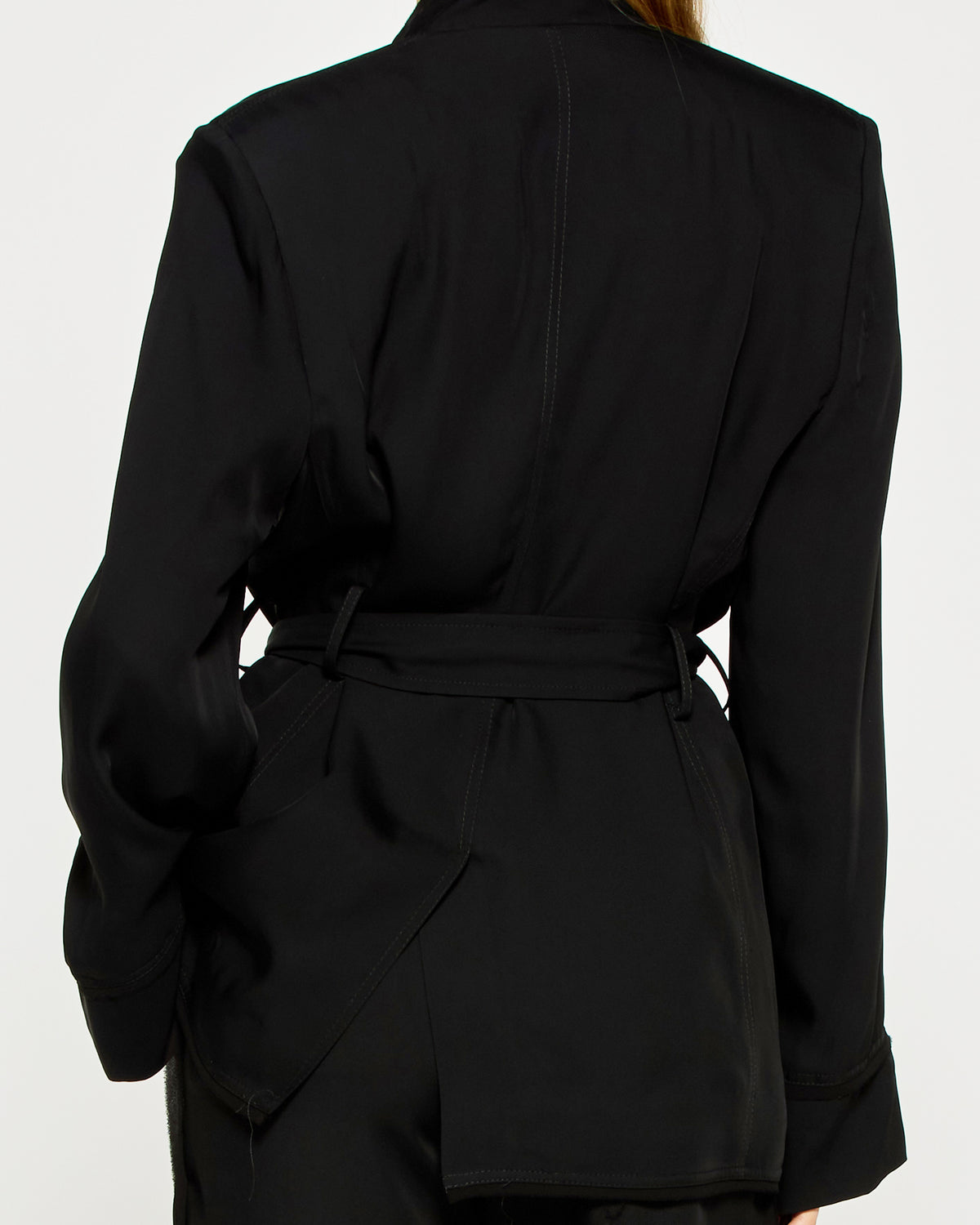 Relaxed Jacket with Georgette Trim - Black