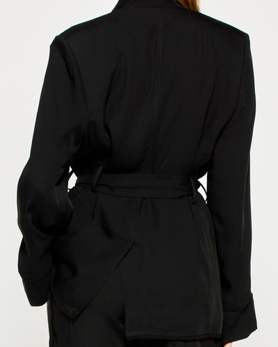 Relaxed Jacket with Georgette Trim - Black SERENA BUTE