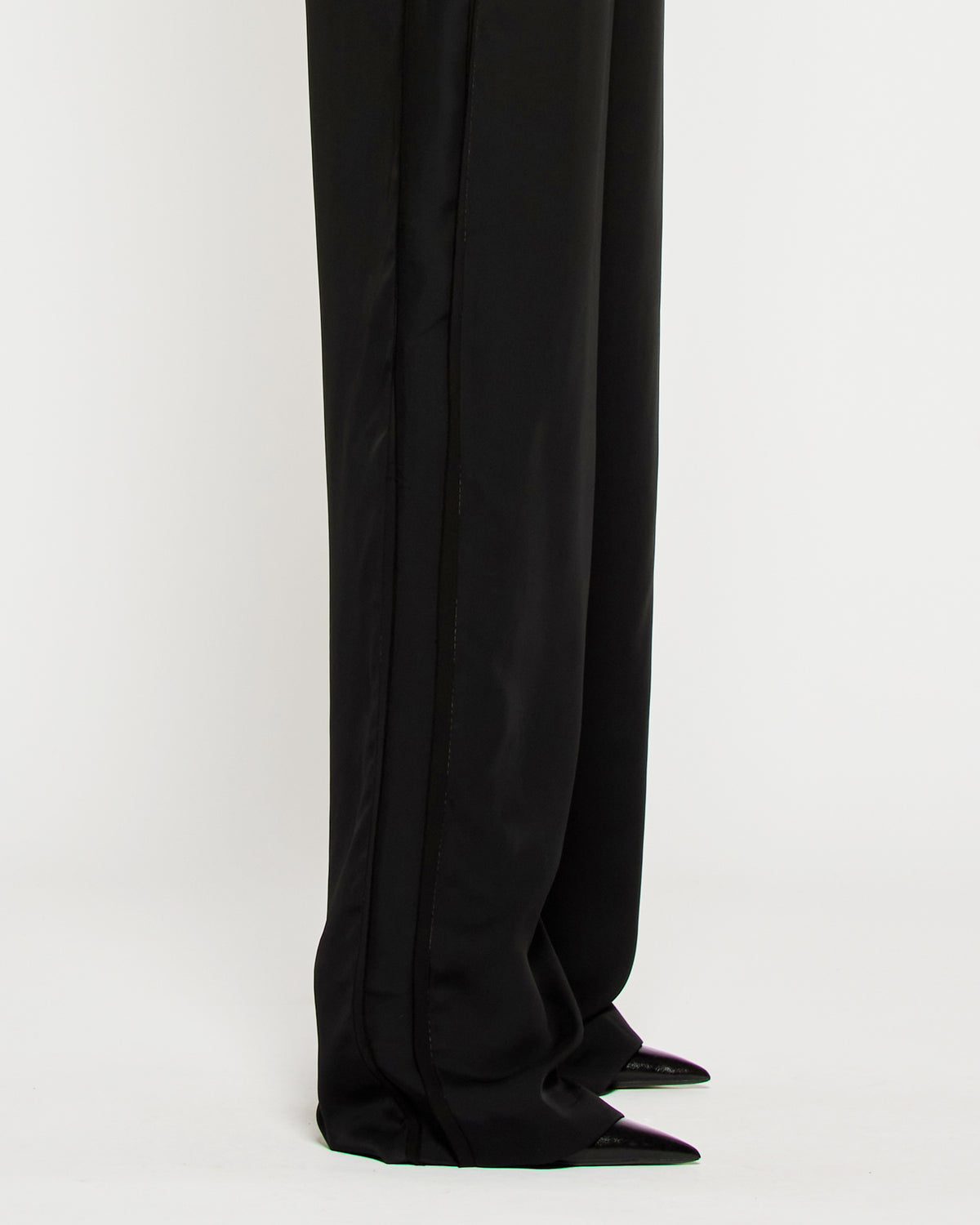 Tailored Trouser with Georgette Trim - Black