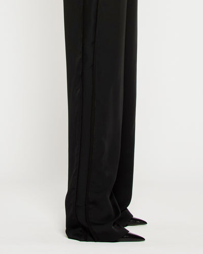 Tailored Trouser with Georgette Trim - Black SERENA BUTE