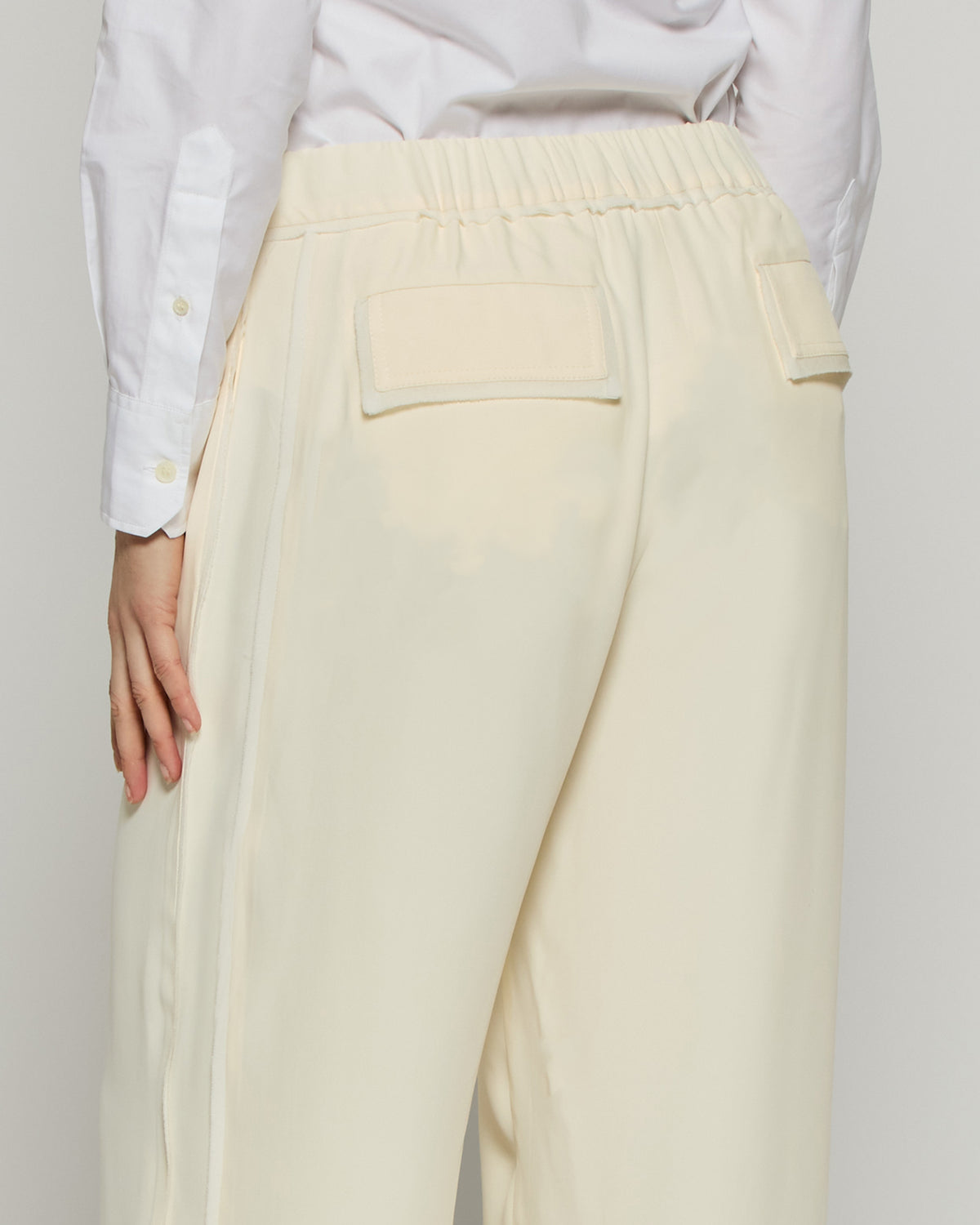 Tailored Trouser with Georgette Trim - Cream