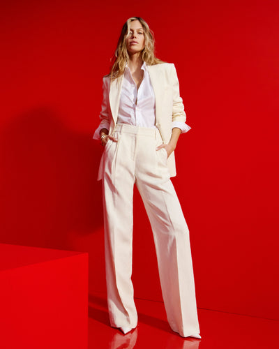 Linen Inverted Pleat Trouser - Ecru SERENA BUTE