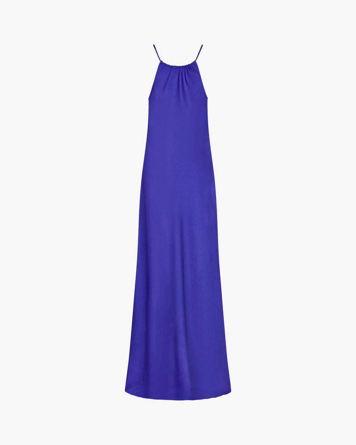 Gathered Neck Bias Dress - Violet Blue